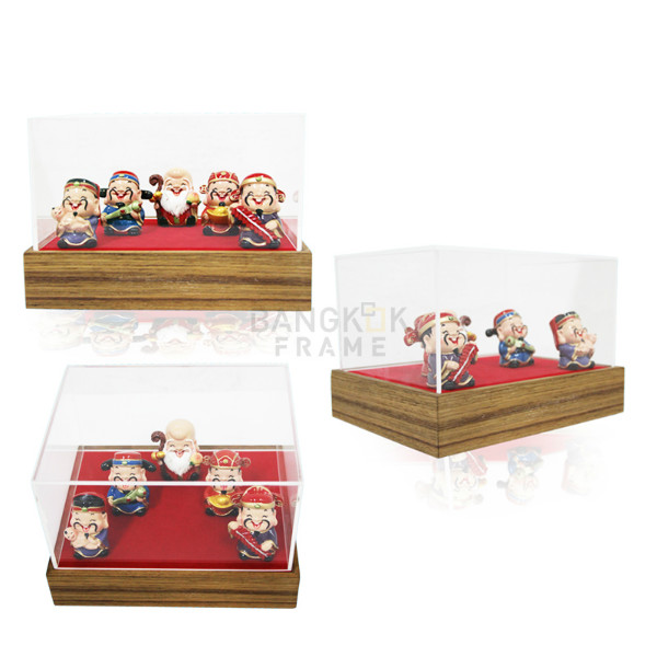 กรอบกล่องใสโชว์สินค้าฐานไม้